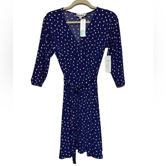 Leota Stitch Fix NWT Reye Jersey Faux Wrap Dress Polka Dot Womens‎ Small Petite - Picture 1 of 7